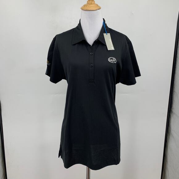Travis Mathew Shirt Women XL Extra Large Black Performance Golf Polo Wick *LOGO - Picture 2 of 13